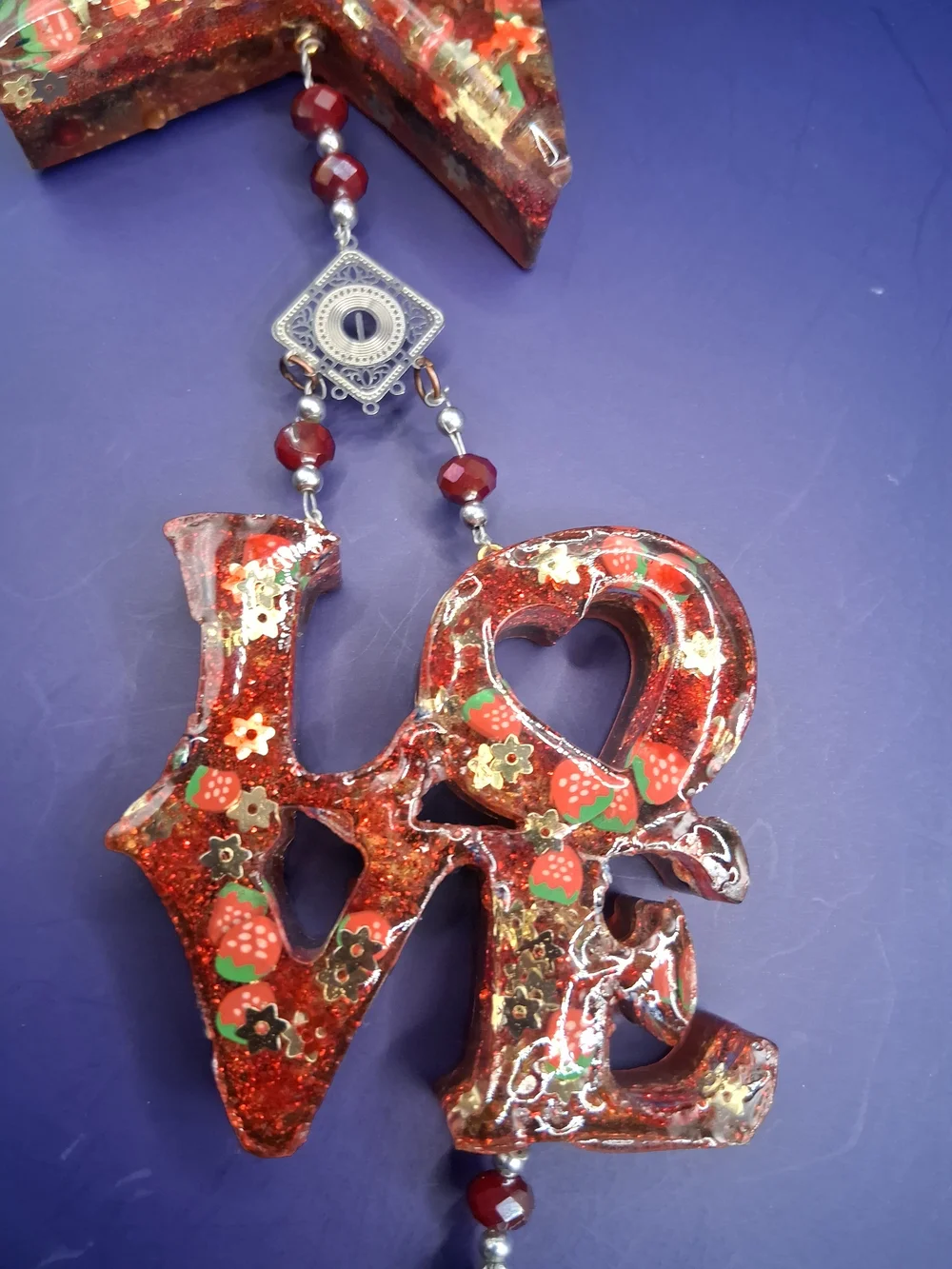 Red Glitter Star Hanging Ornament